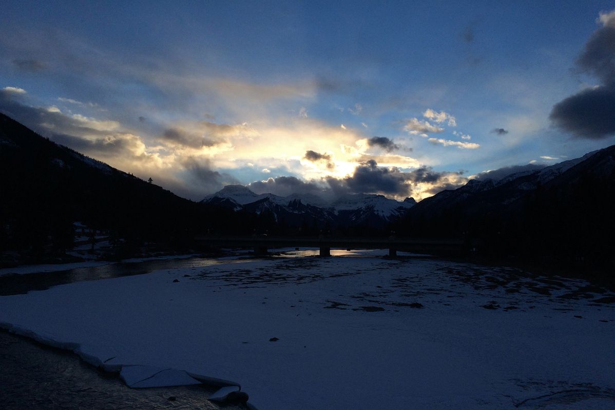 16 Bow River Bridge In Banff At Sunset From The Pedestrian Bridge In Winter